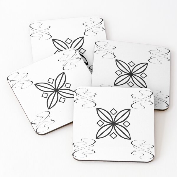 Item preview, Black over White Abstract Line Art Flower Pattern designed and sold by BrightMint.