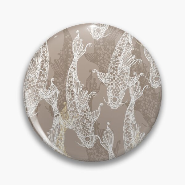 Item preview, Koi fish lacy silhouette seamless pattern white on beige. Wild fish. Wild life designed and sold by Yulia Chepurova.