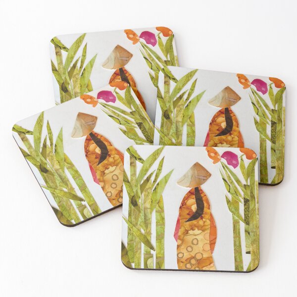 Item preview, Vietnamese Woman With Bamboo Alcohol Ink Collage designed and sold by Artfully Abstracted.