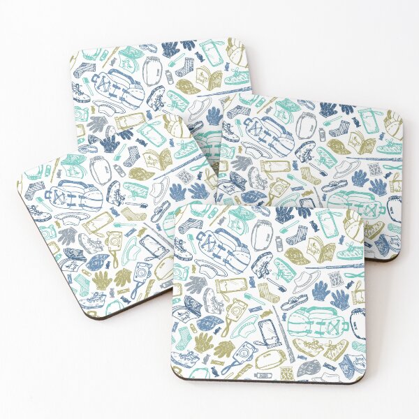 Item preview, Vector white seamless doodle sketch pattern with objects for trekking and hiking. designed and sold by jamiesoondesign.