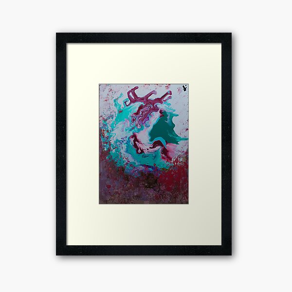 Red Green Pour Art Framed Art Print