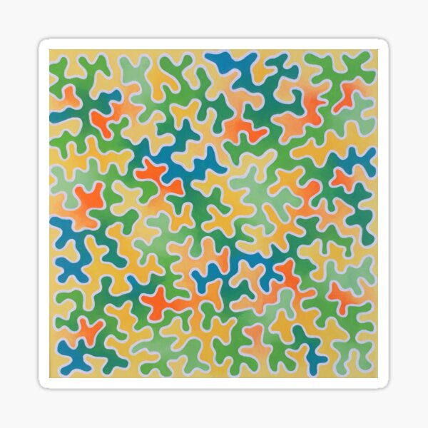Item preview, Colorful abstract squiggle line design of yellow, orange, blue and green designed and sold by jengeecreations.