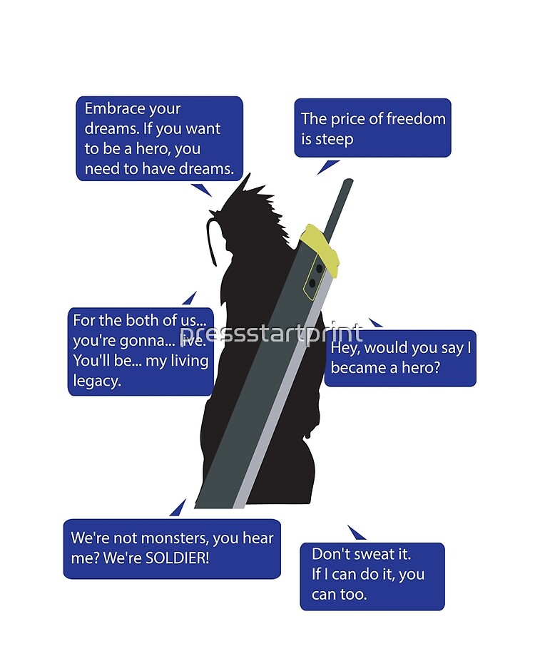 Final Fantasy 7 Quotes Zack Fair Final Fantasy Vii Quotes" Ipad Case & Skin By Pressstartprint |  Redbubble