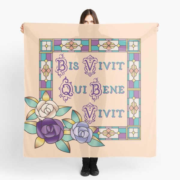 Life Well Lived Latin Stained Glass Hand-Drawn Roses Scarf
