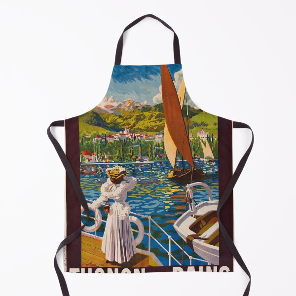 Item preview, Thonton les Bains retro poster designed and sold by CorasPosters.