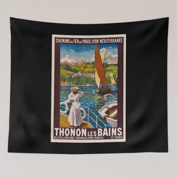 Item preview, Thonton les Bains retro poster designed and sold by CorasPosters.