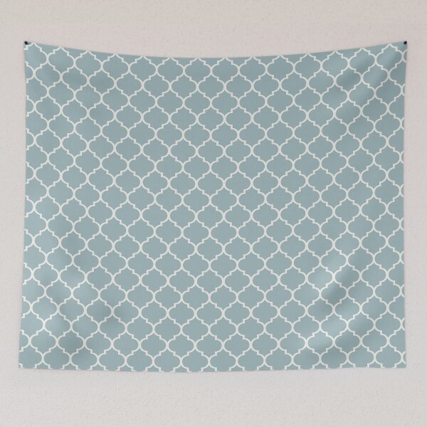 Item preview, Soft Teal and Cream White Moroccan Trellis Pattern designed and sold by James Prince.