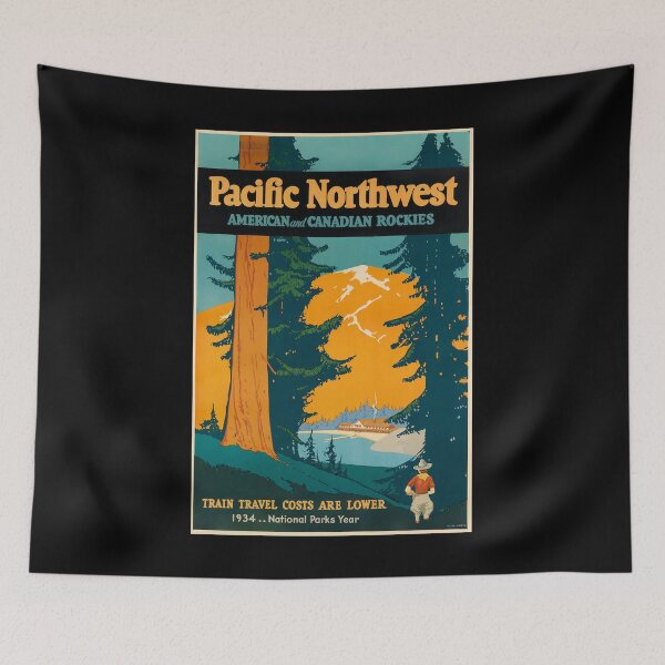 Item preview, Pacific Northwest retro poster designed and sold by CorasPosters.