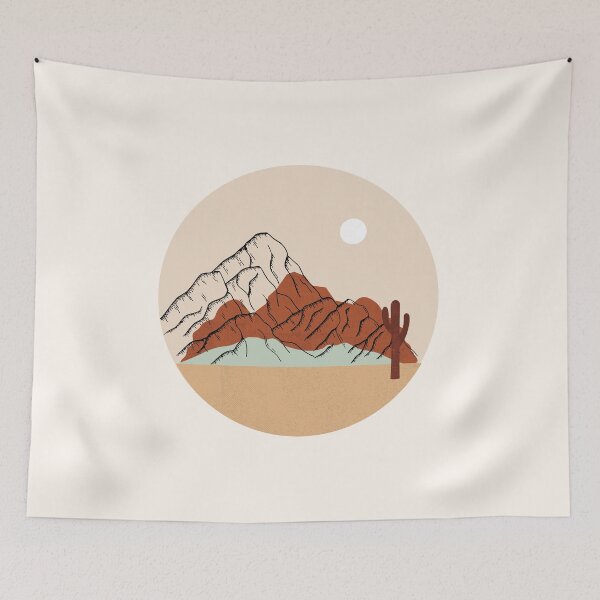 Item preview, Boho Warm desert landscape Mounted Print designed and sold by zedonee.
