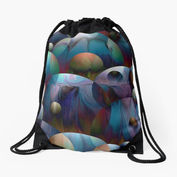 Orbs 2: round spheres abstract Drawstring Bag