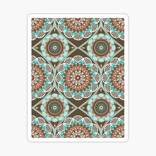 Retro Brown and Aqua Tile Sticker
