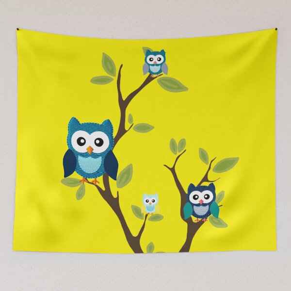 Item preview, Owls in Tree - yellow  designed and sold by MarcSabuncu.