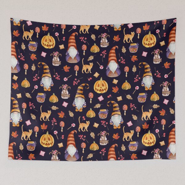 Item preview, Halloween gnomes. Watercolor pattern designed and sold by JuliaBadeeva.