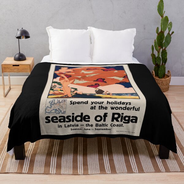 Item preview, seaside of Riga retro poster designed and sold by CorasPosters.