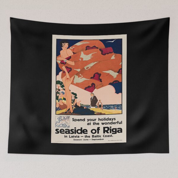 Item preview, seaside of Riga retro poster designed and sold by CorasPosters.