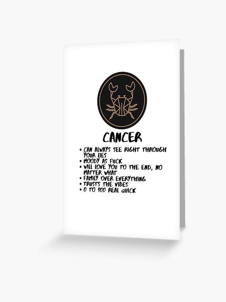 Cancer Zodiac Funny Description Greeting Card