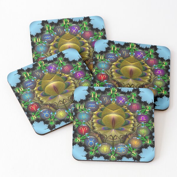 Item preview, Fractal Trace Shadow Clock with Zodiac Signs designed and sold by barrowda.