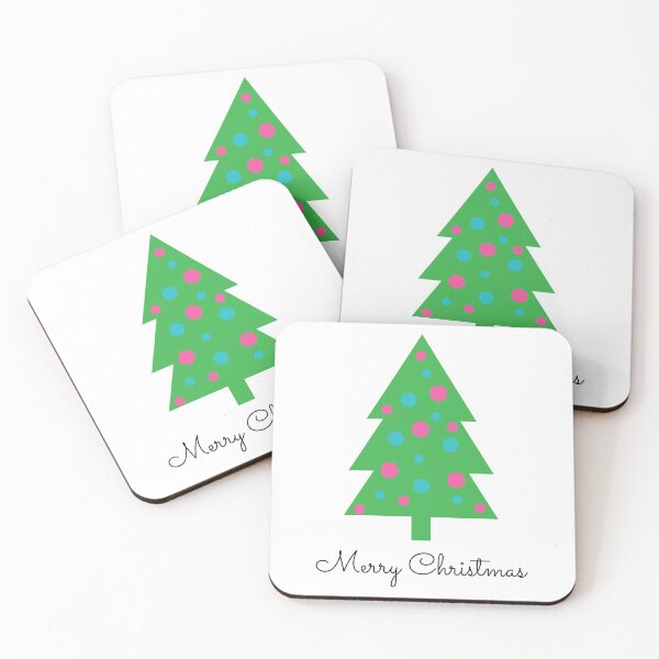 Item preview, Green Merry Christmas tree with teal and pink ornaments designed and sold by VondasCreations.