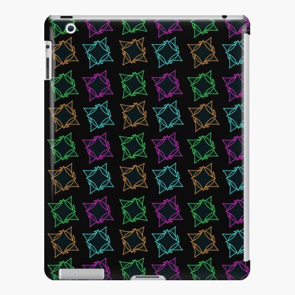 Black wireframe stars pattern of multicolor colors on black background iPad Snap Case