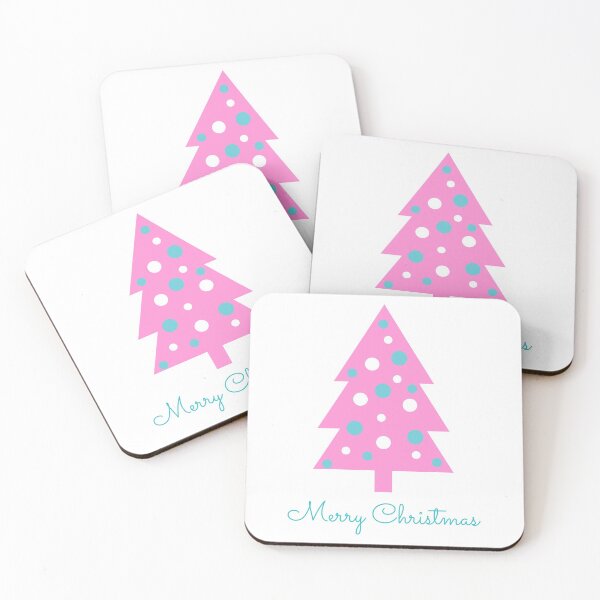 Item preview, Pink Merry Christmas tree with white and teal ornaments  designed and sold by VondasCreations.