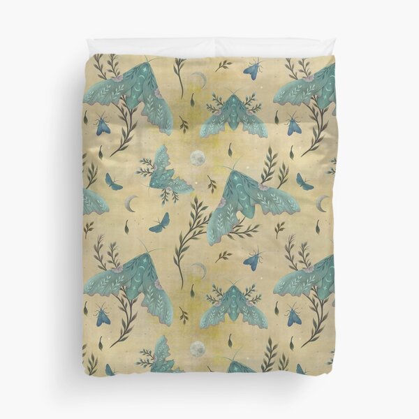 Luna and Moth - Oriental Vintage Duvet Cover