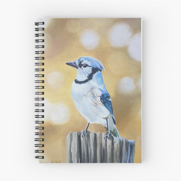 Item preview, Blue Jay on a Post - fall bird painting designed and sold by Emily Bickell.