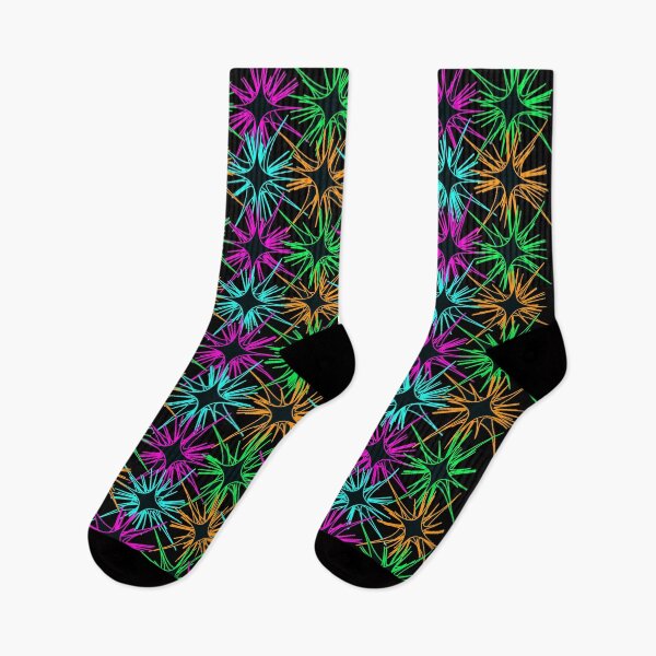 Item preview, Multicolored wireframe flower pattern on black background designed and sold by Stéphane  Thirion.