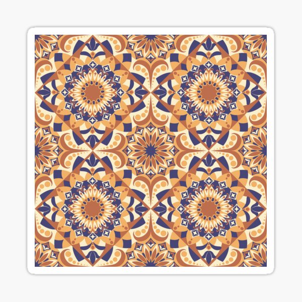 Orange and Purple Retro Psychedelic Kaleidoscope Tile Sticker