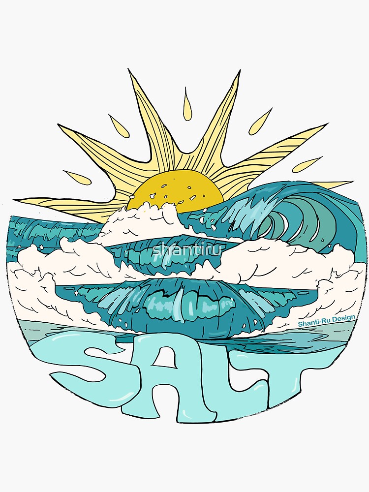 Ocean Waves Salt and sun distressed vintage surf  Sticker for Sale by  shantiru