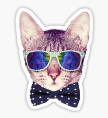 Hipster Cat mit Brille und Fliege Aufkleber Sticker