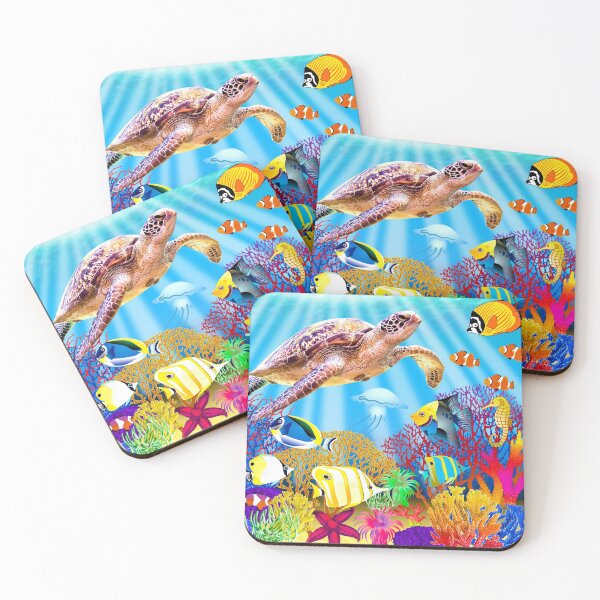 Item preview, Jigsaw Puzzle Tropical Reef Fish and Coral Sea Turtles Challenging Bright Colorful designed and sold by StickerArtwork.