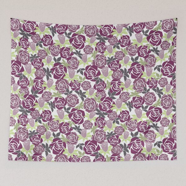Artikelvorschau, Überlappende lila Rosen aus der Fancy Floral Zebra Collection entworfen und verkauft von CJAura by Claire Jane Johnson.