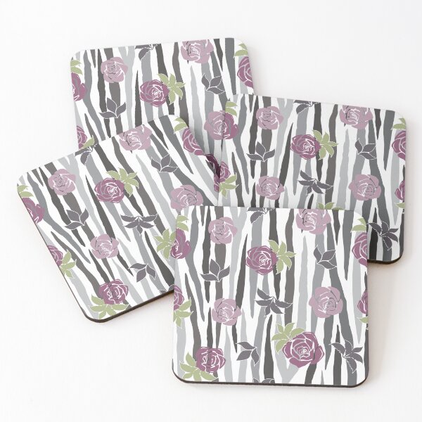 Artikelvorschau, Zebrastreifen-Druck mit lila Rosen aus der Fancy Floral Zebra Collection entworfen und verkauft von CJAura by Claire Jane Johnson.