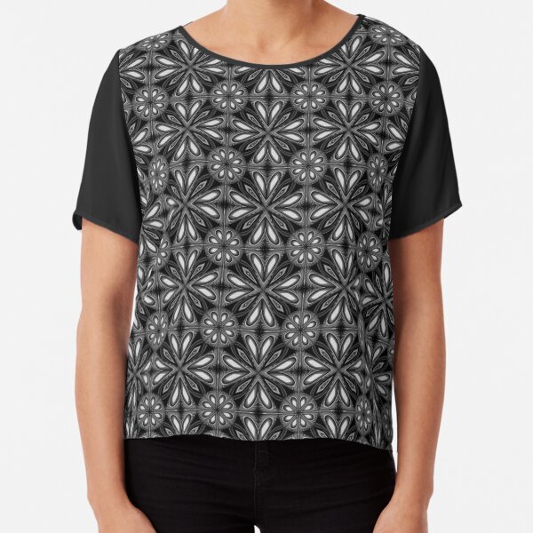 Black Spring Floral 02 Chiffon Top