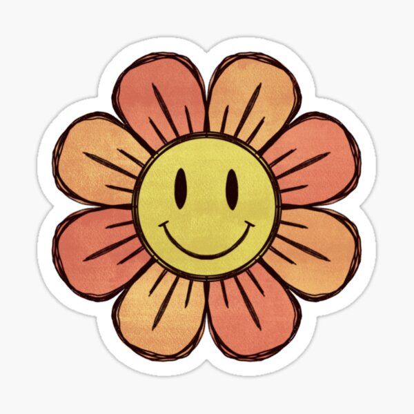 Pink Flower Power Vinyl Sticker, Smiley Flower Sticker, Smiley Face St –  Retrophiliac