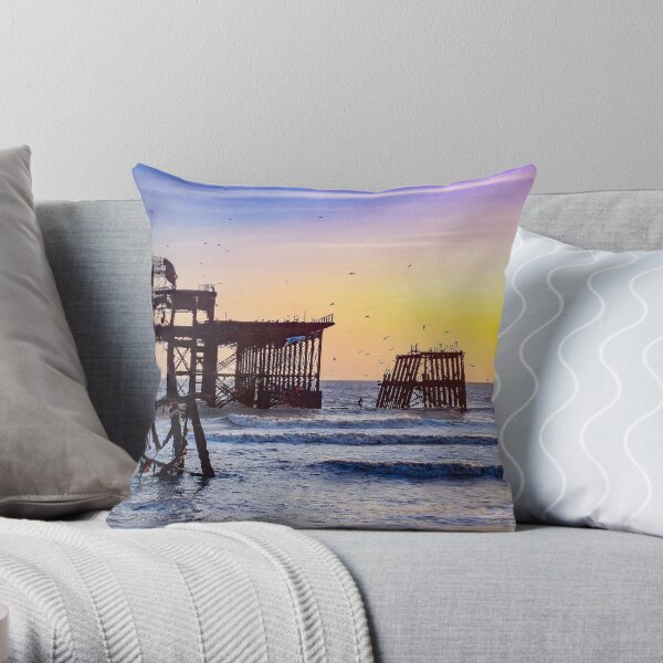 Pier Skeleton Brighton Throw Pillow