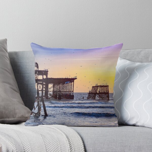 Pier Skeleton Brighton Throw Pillow