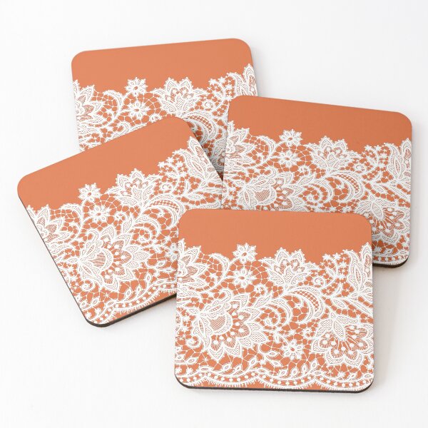 Item preview, Lace burnt ornage white designed and sold by Delinda Graphic Studio.