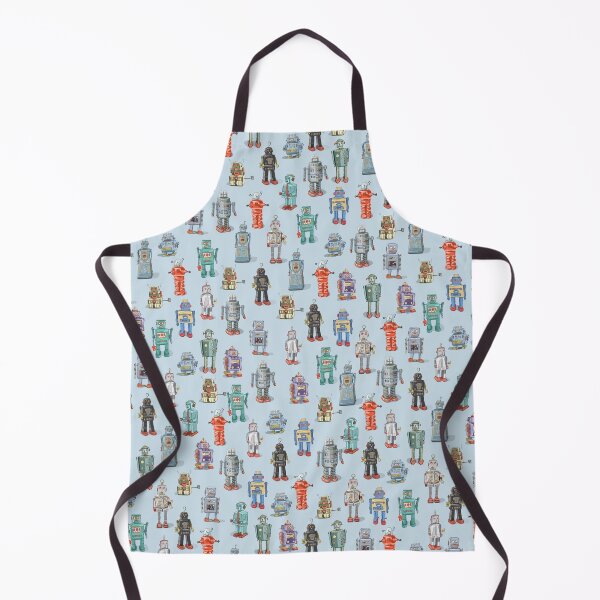 Item preview, Retro Vintage Robots in sky blue designed and sold by Valerie Hamill.