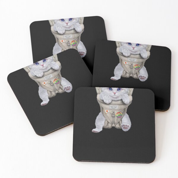 Item preview, Fluffy White Cat in Baby Carrier designed and sold by Clayton-Bowman.