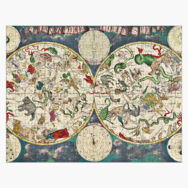Item preview, Jigsaw Puzzle Celestial Star Signs Zodiac Chart Map from 1670, 1000 Piece Adults designed and sold by StickerArtwork.