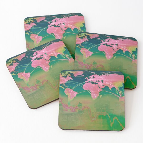 Item preview, Covid Economic Map in Pink and Green designed and sold by AlteredAtelier.
