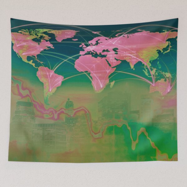 Item preview, Covid Economic Map in Pink and Green designed and sold by AlteredAtelier.