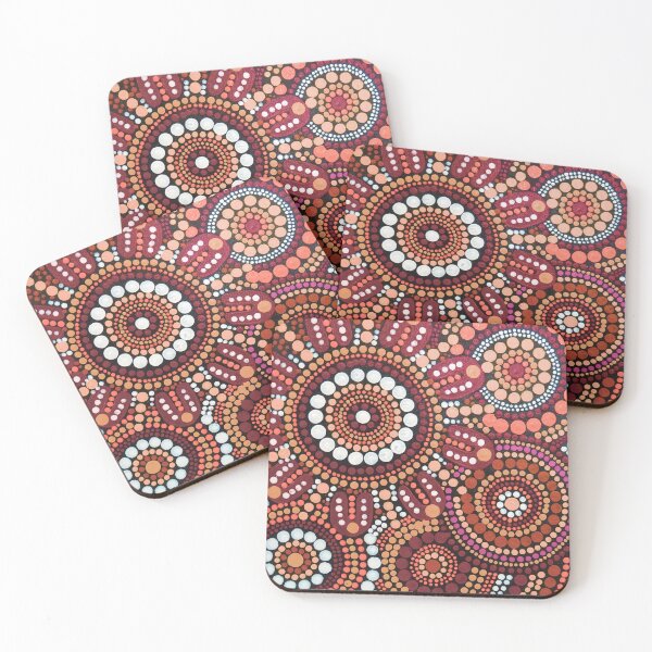 Item preview, Australian Aboriginal Art Red Pattern Family Gathering  designed and sold by GhostGumDesigns.
