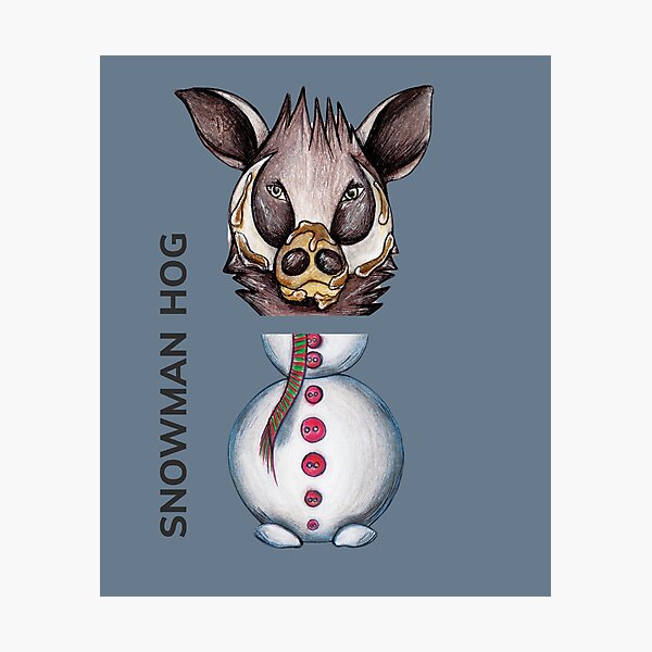 SNOWMAN HOG by FrankenDuo tsunami grey Photographic Print