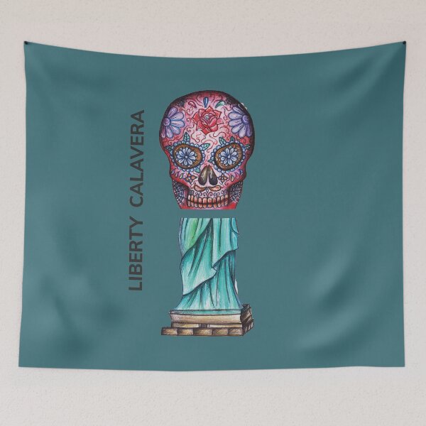 Item preview, LIBERTY CALAVERA by FrankenDuo azure green designed and sold by FrankenDuo.
