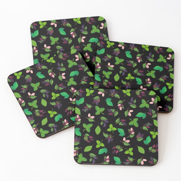 Item preview, colourful mulberry berries pattern on black background. designed and sold by KamTamDesigns11.