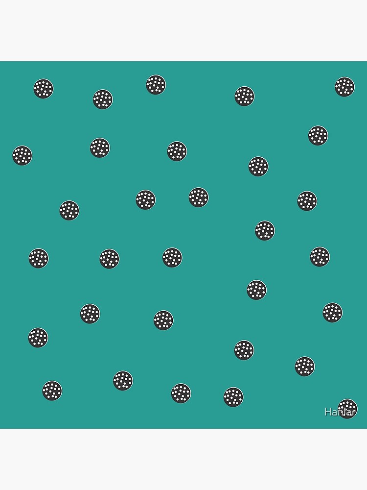 white-dots-on-black-spots-on-keppel-green-background-poster-by-hanlar