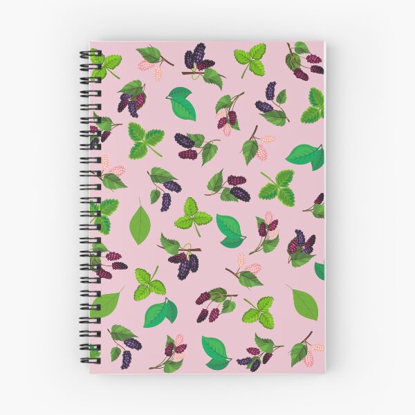 Item preview, Juicy mulberry berries and leaves pattern on pink background. designed and sold by KamTamDesigns11.