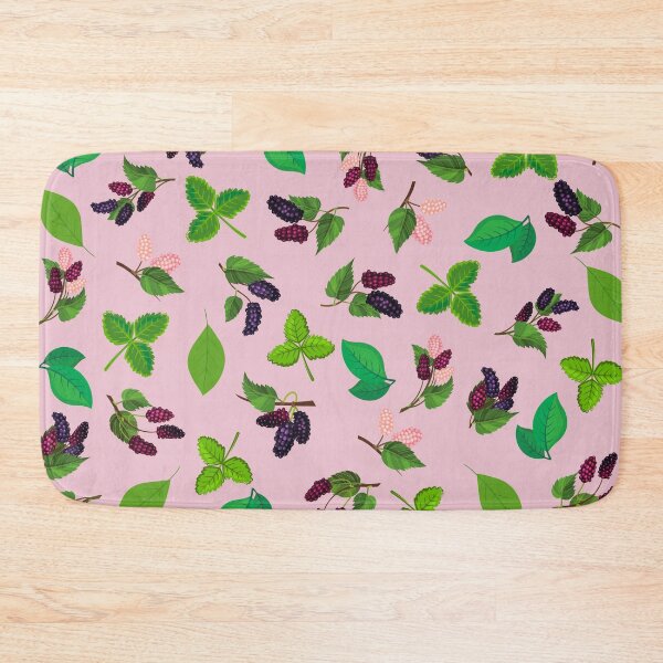 Item preview, Juicy mulberry berries and leaves pattern on pink background. designed and sold by KamTamDesigns11.